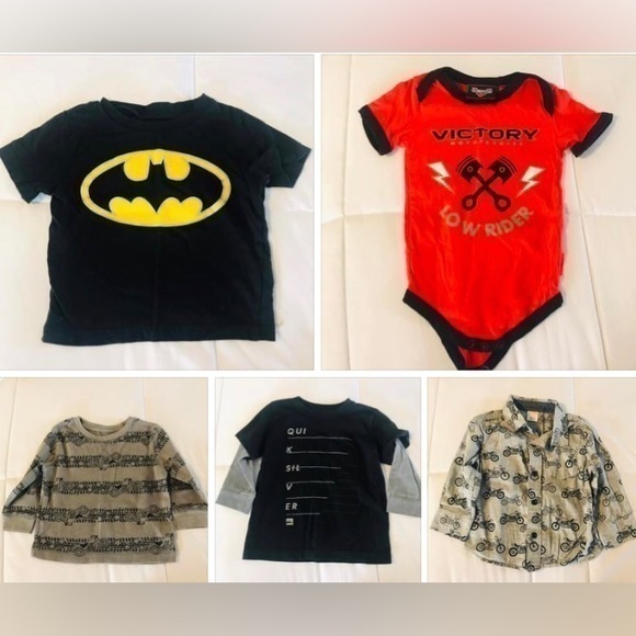 Gymboree Other - Lot Boys Motorcycles Batman Top Bundle of 5 long sleeve short shirts 18 months